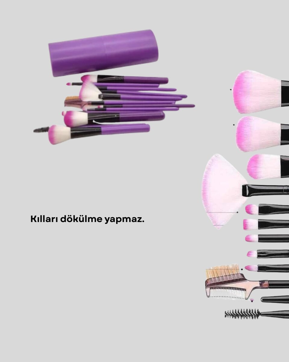 12 Parça Makyaj Fırça Seti – Profesyonel ve Günlük Kullanıma Uygun