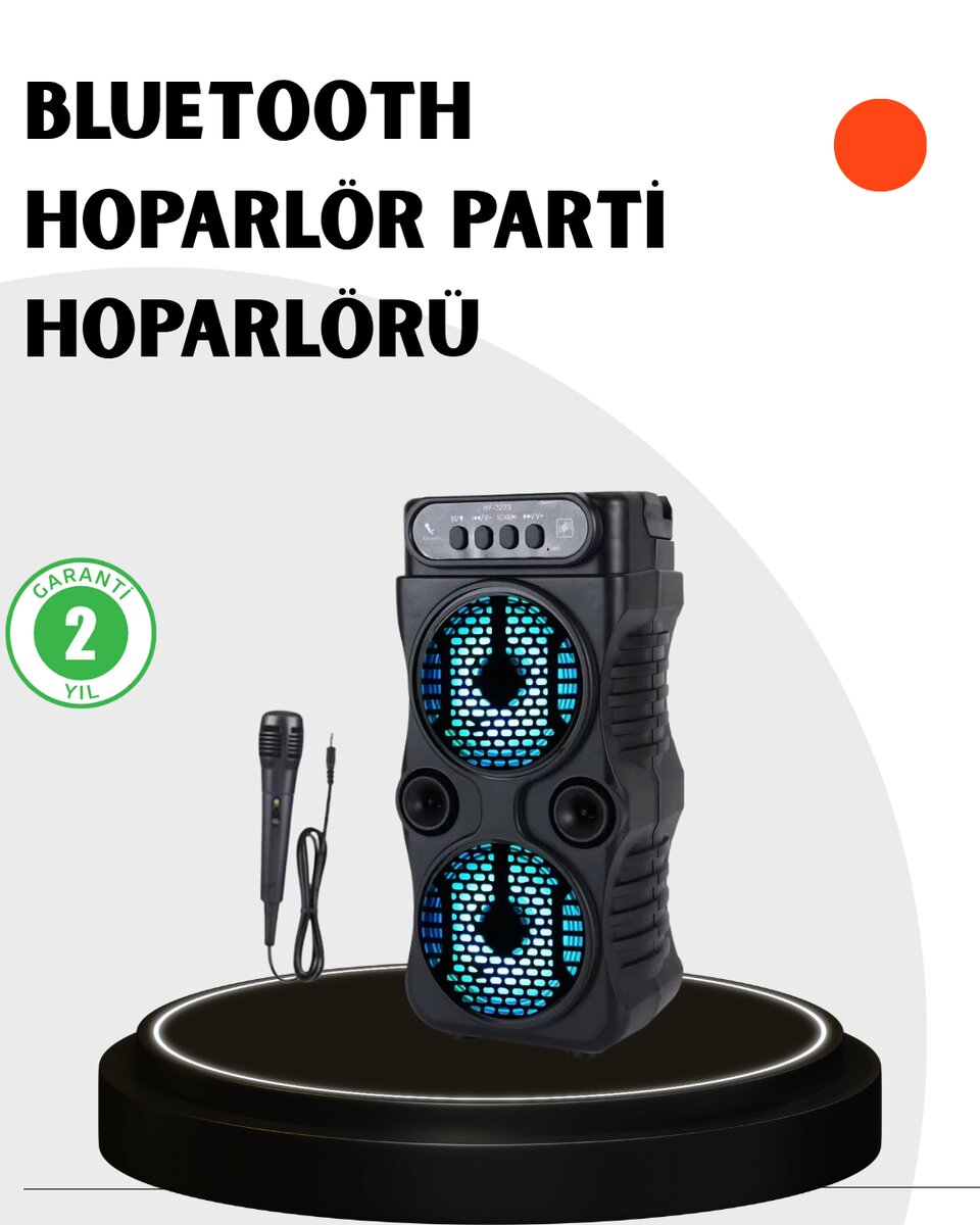 Bluetooth Bağlantılı Taşınabilir Hoparlör – LED Işıklı, FM Radyolu, Mikrofon Girişli Bluetooth Bağlantılı Taşınabilir Hoparlör – LED Işıklı, FM Radyolu, Mikrofon Girişli