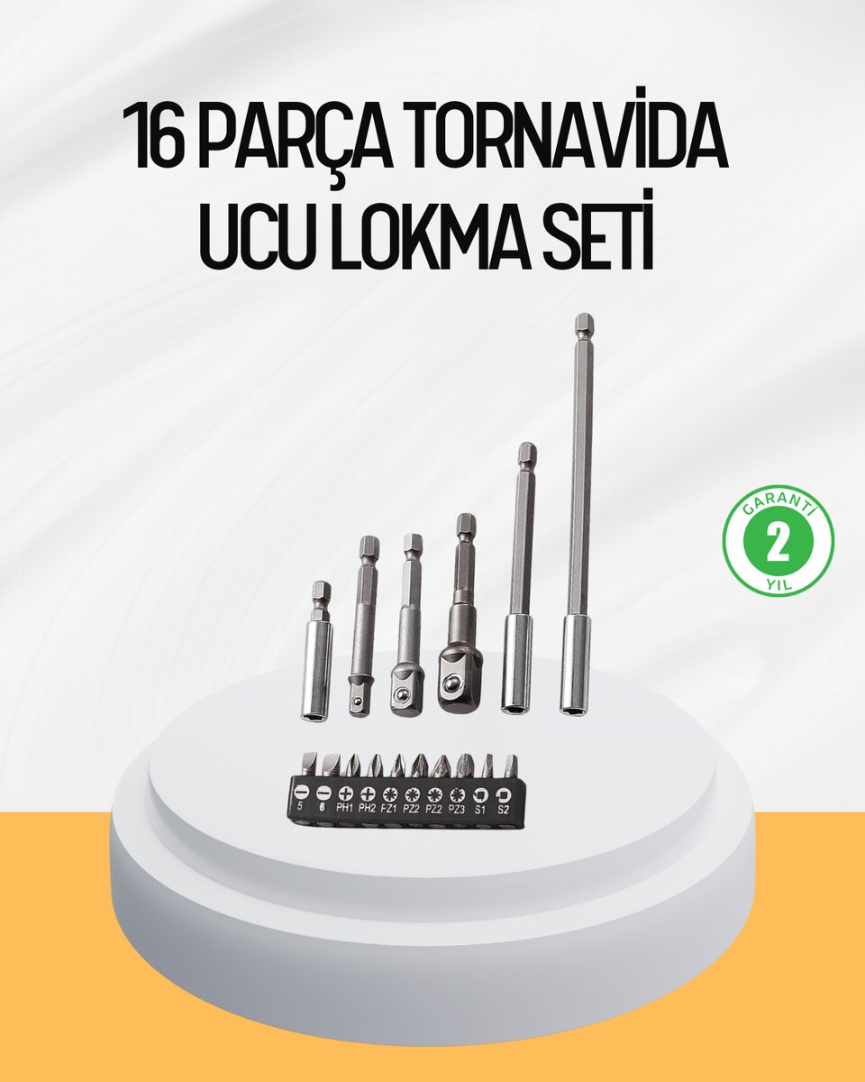Ergonomik 16 Parça Bits Tornavida Uç ve Adaptör Seti Ergonomik 16 Parça Bits Tornavida Uç ve Adaptör Seti