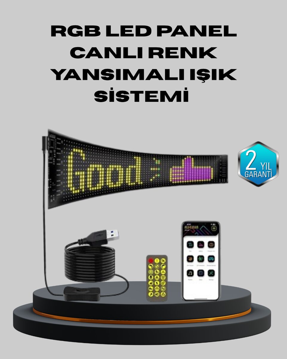 5V USB Akıllı Piksel LED Panel – Mobil Uygulama Kontrollü, Renkli Işık Efektli 5V USB Akıllı Piksel LED Panel – Mobil Uygulama Kontrollü, Renkli Işık Efektli
