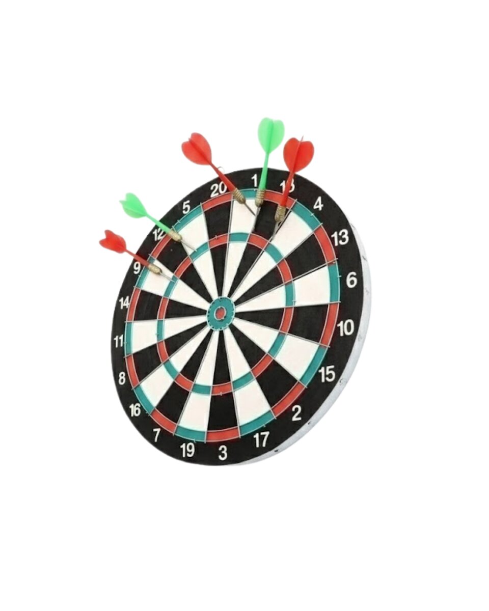 17 İnç Dart Tahtası Sağlam Ahşap Gövde ve Metal İğneli Dart Okları
