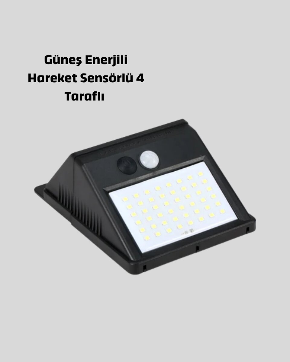 Solar Güneş Enerjili Hareket Sensörlü 4 Taraflı Bahçe Lambası – IP65 Su Geçirmez, 100 LED Solar Güneş Enerjili Hareket Sensörlü 4 Taraflı Bahçe Lambası – IP65 Su Geçirmez, 100 LED