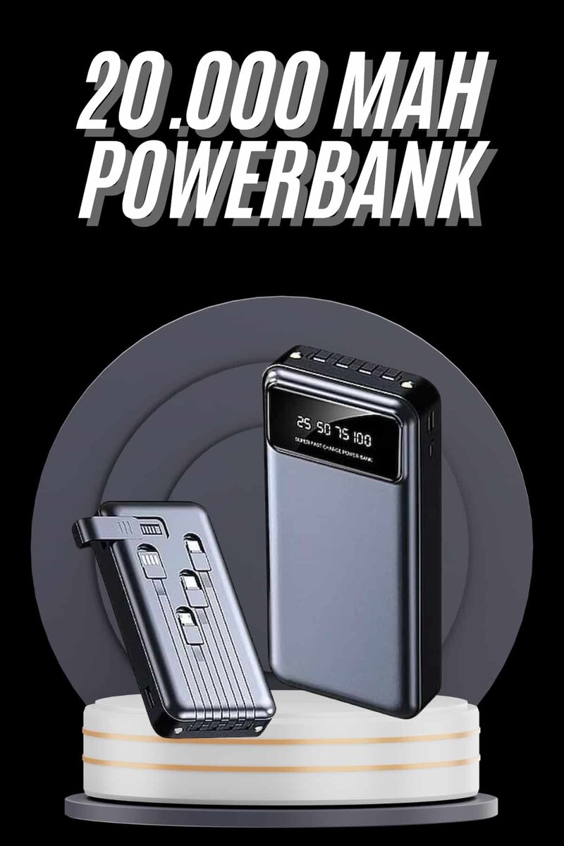 Hızlı Şarj Özellikli 20.000 Mah Dijital Göstergeli USB Girişli Android ve İOS Uyumlu Powerbank Hızlı Şarj Özellikli 20.000 Mah Dijital Göstergeli USB Girişli Android ve İOS Uyumlu Powerbank