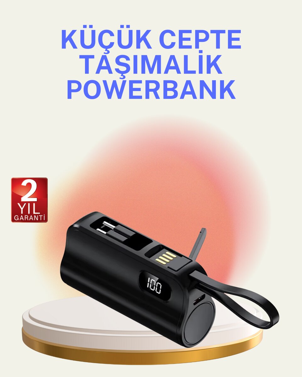 Dahili Konektörlü 20W Hızlı Şarj Mini Taşınabilir Powerbank Dahili Konektörlü 20W Hızlı Şarj Mini Taşınabilir Powerbank