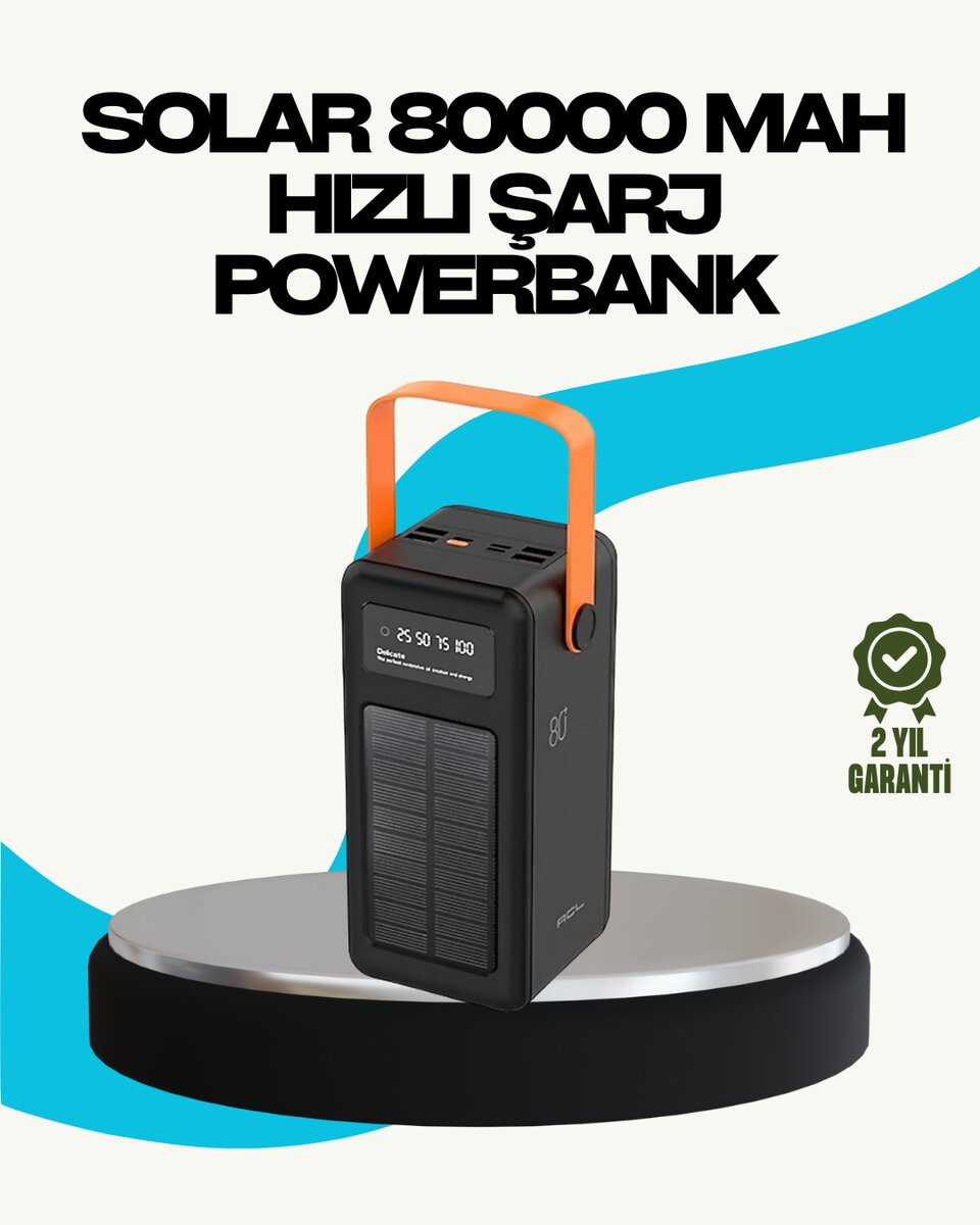80000 mAh Güneş Enerjili Powerbank 4 Kablolu Type C Lightning Micro USB 80000 mAh Güneş Enerjili Powerbank 4 Kablolu Type C Lightning Micro USB