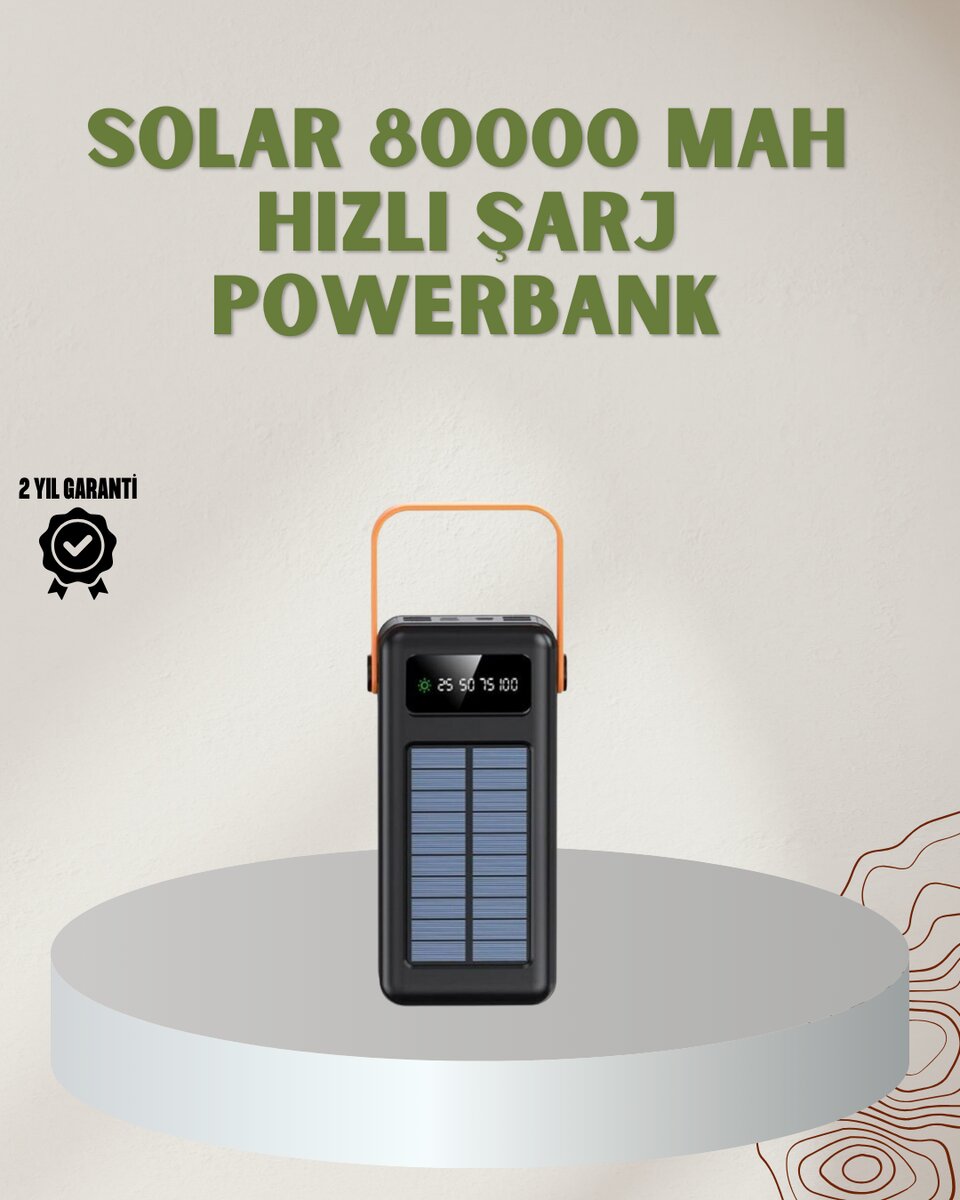 Powerbank Solar Fenerli Çoklu Kablolu Taşınabilir Şarj Aleti Powerbank Solar Fenerli Çoklu Kablolu Taşınabilir Şarj Aleti