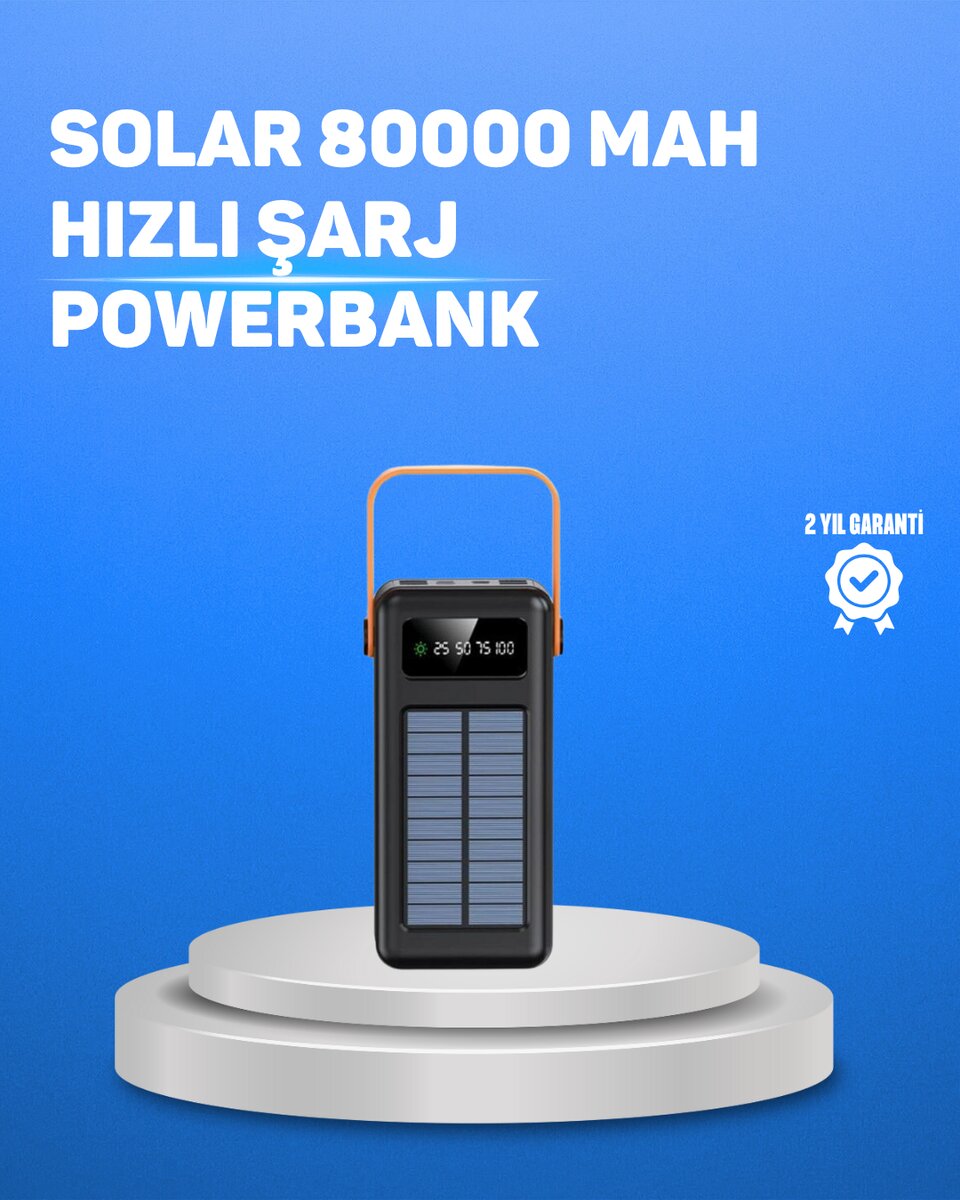 80000 mAh Yüksek Kapasiteli Powerbank Göstergeli Solar Şarj Cihazı 80000 mAh Yüksek Kapasiteli Powerbank Göstergeli Solar Şarj Cihazı