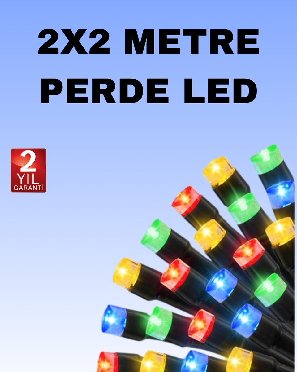 Noel ve Parti Dekorasyonu İçin 2x2 LED Perde Işık – 8 Fonksiyonlu Noel ve Parti Dekorasyonu İçin 2x2 LED Perde Işık – 8 Fonksiyonlu
