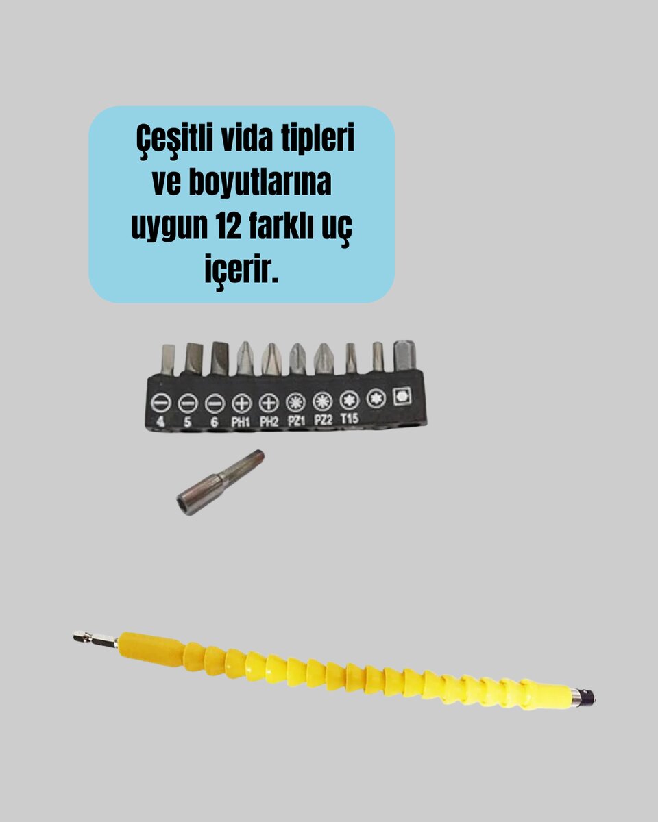 12’li Akrobat Bits Vidalama Seti Esnek Uç Çok Yönlü Kullanım 12’li Akrobat Bits Vidalama Seti Esnek Uç Çok Yönlü Kullanım