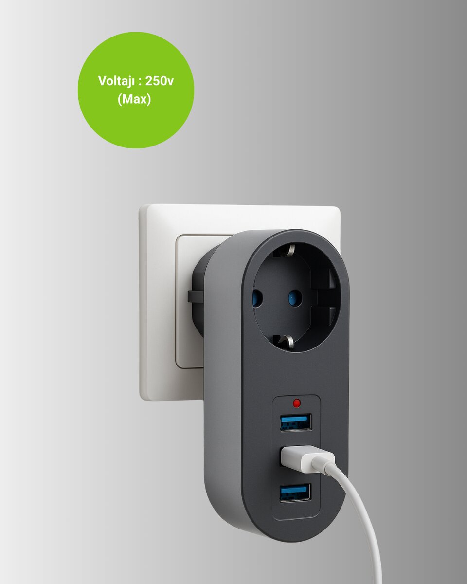 Çocuk Korumalı Termal Priz – 3'lü USB Şarj ve Akım Koruması Çocuk Korumalı Termal Priz – 3'lü USB Şarj ve Akım Koruması