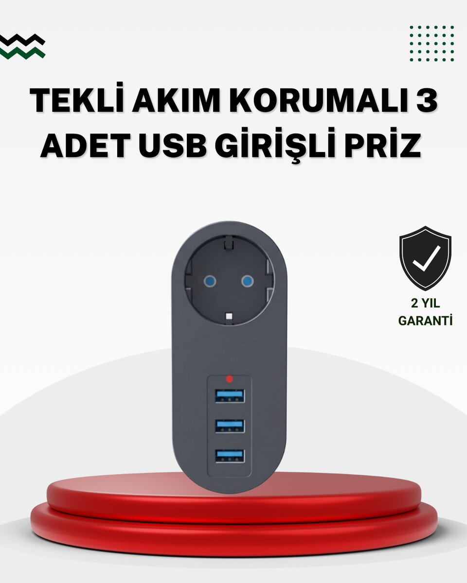 Akım Korumalı USB’li Priz – Güçlü 2500W, Isı ve Çocuk Koruması Akım Korumalı USB’li Priz – Güçlü 2500W, Isı ve Çocuk Koruması