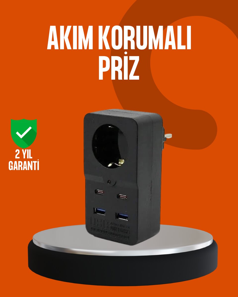 Akım Korumalı Priz 4 USB Type C Destekli Yüksek Isı Dayanımlı Akım Korumalı Priz 4 USB Type C Destekli Yüksek Isı Dayanımlı