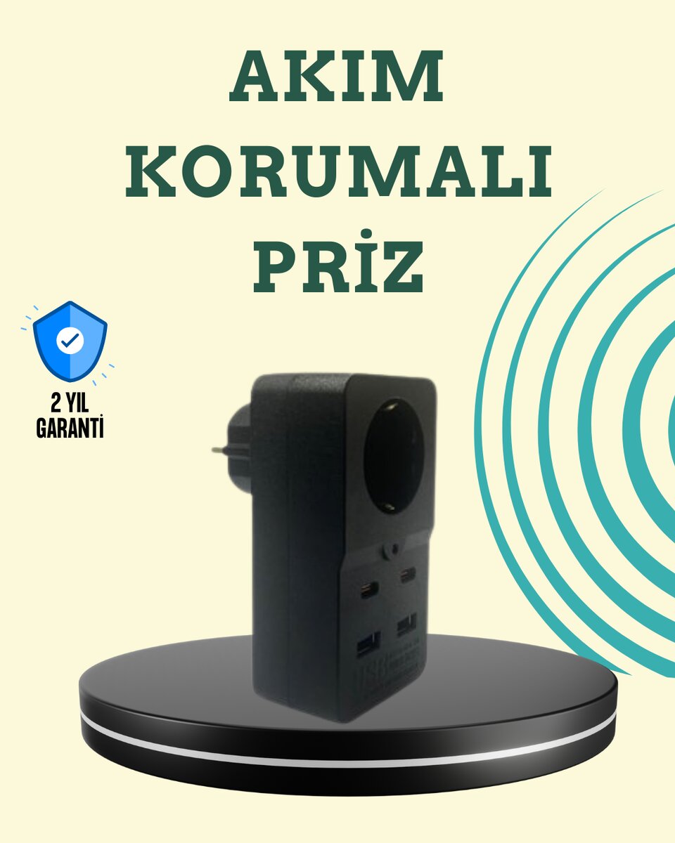 Isıya Dayanıklı PC Gövdeli Akım Korumalı Priz 4 USB Isıya Dayanıklı PC Gövdeli Akım Korumalı Priz 4 USB