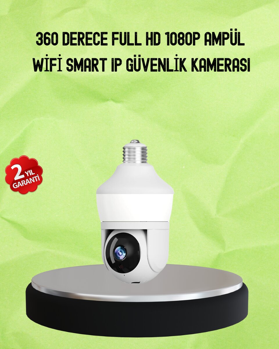 Hareket Algılamalı 360° Wi-Fi Akıllı Ampül Kamera Hareket Algılamalı 360° Wi-Fi Akıllı Ampül Kamera