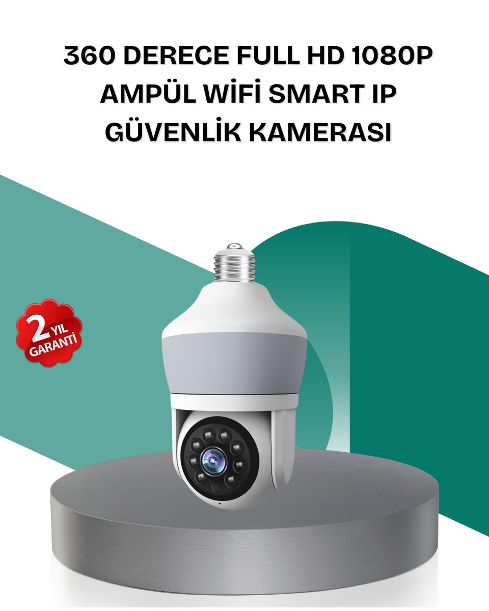 Kablosuz 360° Döner Başlıklı Full HD Güvenlik Kamerası Kablosuz 360° Döner Başlıklı Full HD Güvenlik Kamerası