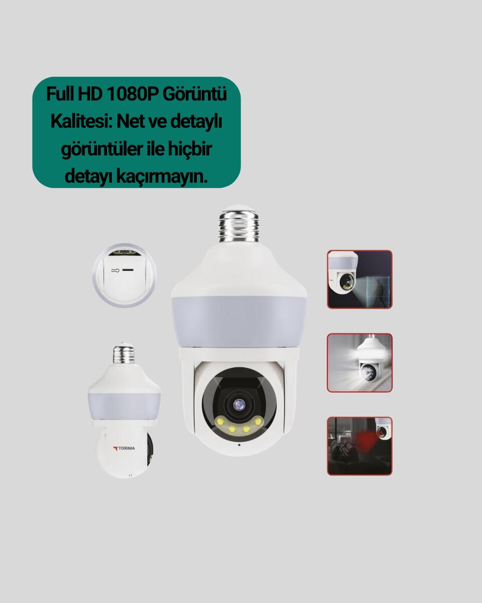 Kablosuz 360° Döner Başlıklı Full HD Güvenlik Kamerası Kablosuz 360° Döner Başlıklı Full HD Güvenlik Kamerası