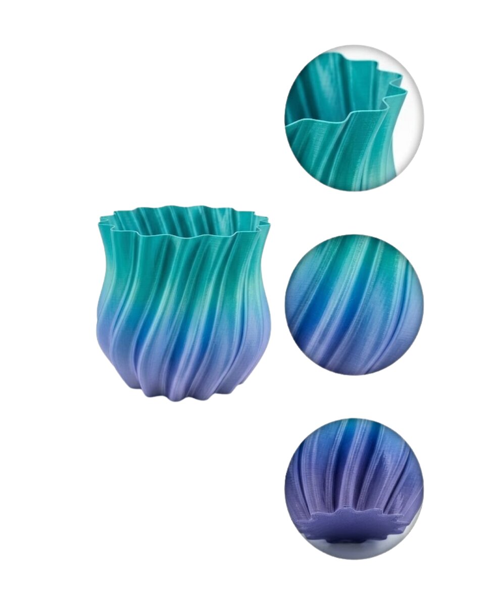 Mavi Degrade Kıvrımlı 3D Vazo Minimal Modern Ev Dekoru Mavi Degrade Kıvrımlı 3D Vazo Minimal Modern Ev Dekoru