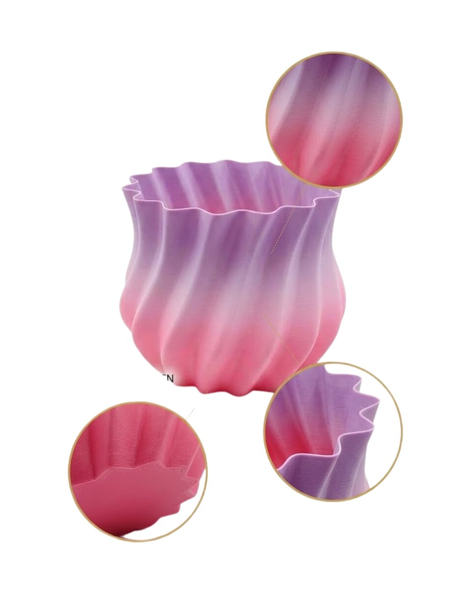 Pembe Lila Degrade Kıvrımlı 3D Vazo Estetik Ev Ofis Dekoru Pembe Lila Degrade Kıvrımlı 3D Vazo Estetik Ev Ofis Dekoru