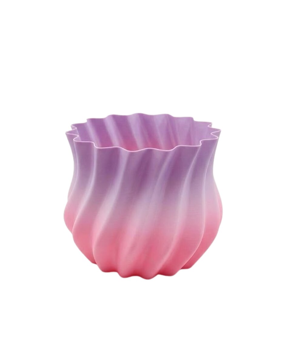 3D Kıvrımlı Pembe Lila Vazo Modern Dekoratif Şık Ev Aksesuarı