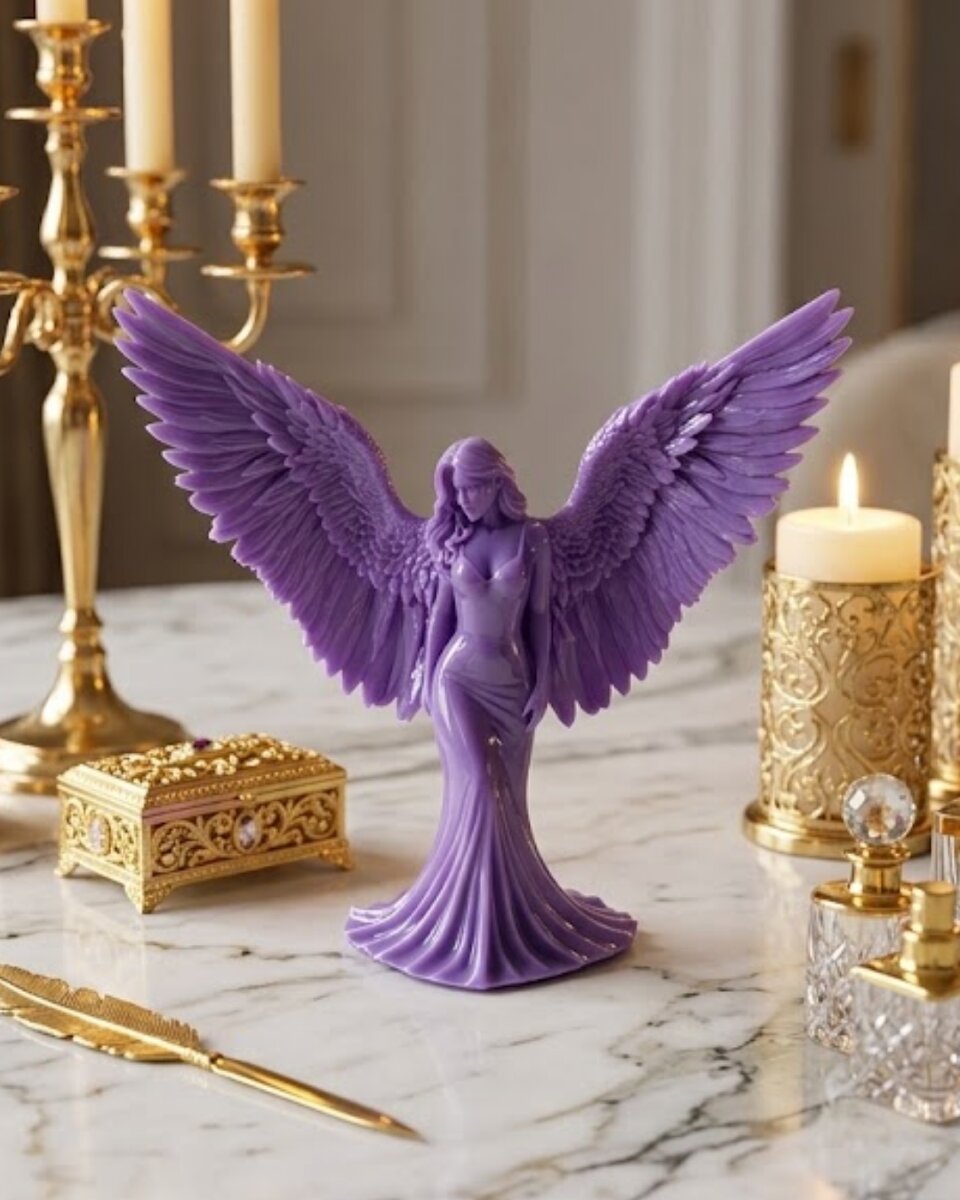 3D Lila Melek İnsan Biblo Estetik Dekoratif Obje