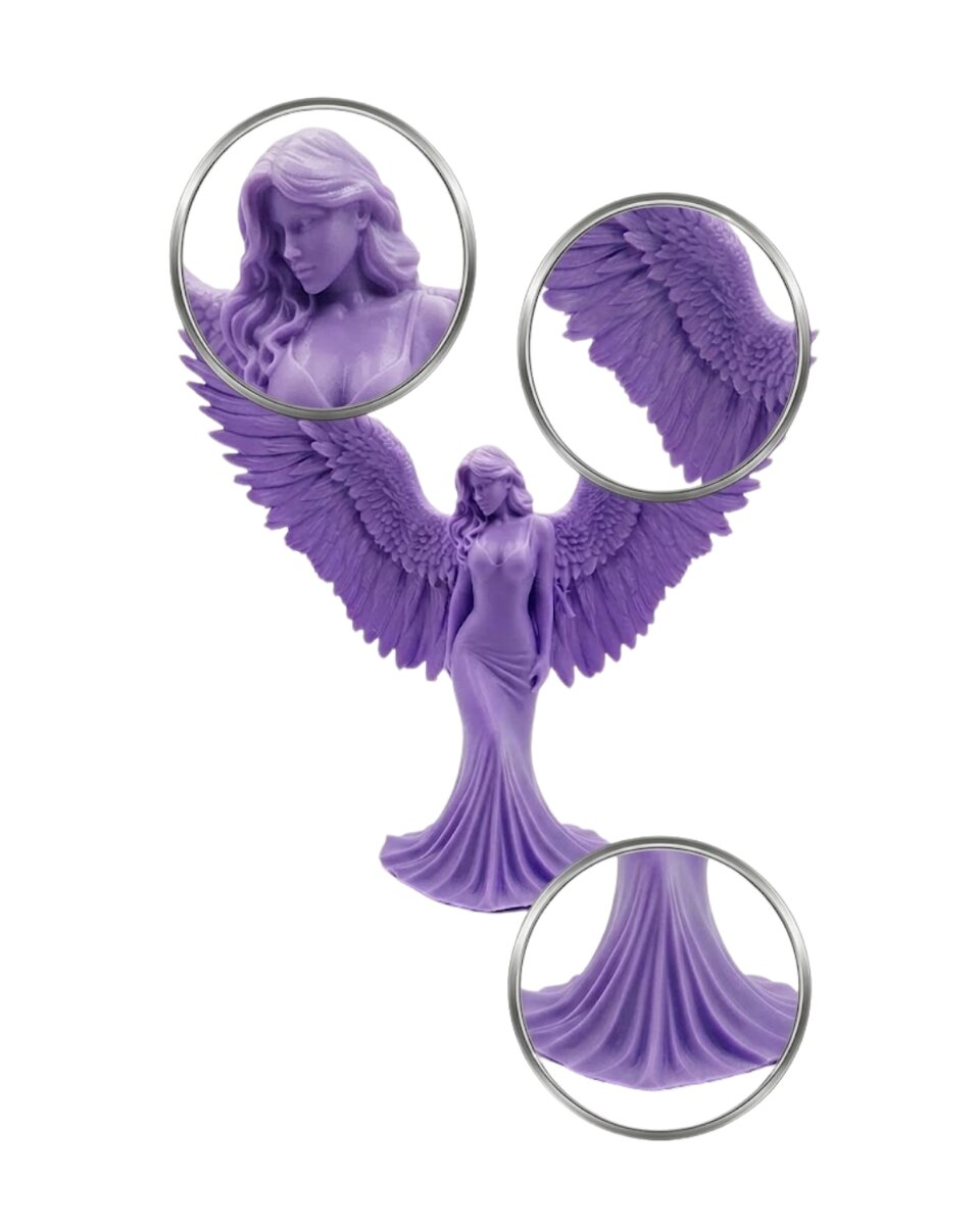 Lila Melek Biblo 3D Dekoratif Angel Figür Ev Aksesuarı