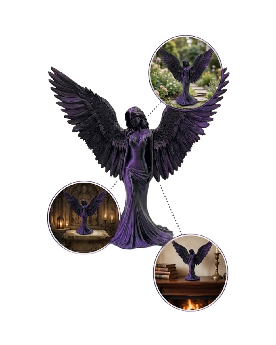 Mor Melek Biblo Küçük Boy Dekoratif Angel Figür Modern Ev Aksesuarı