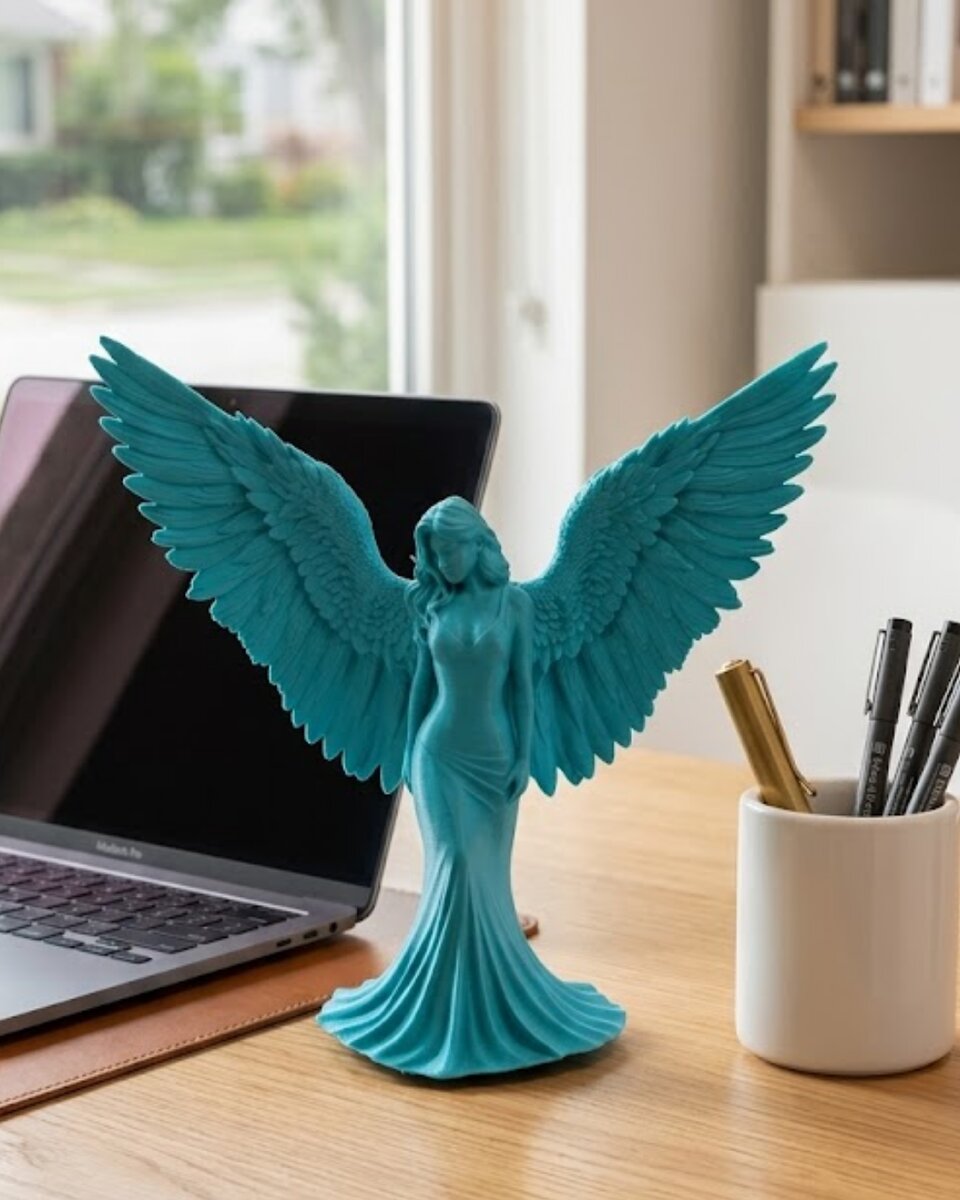 3D Turkuaz Melek İnsan Biblo  Estetik Dekoratif Obje