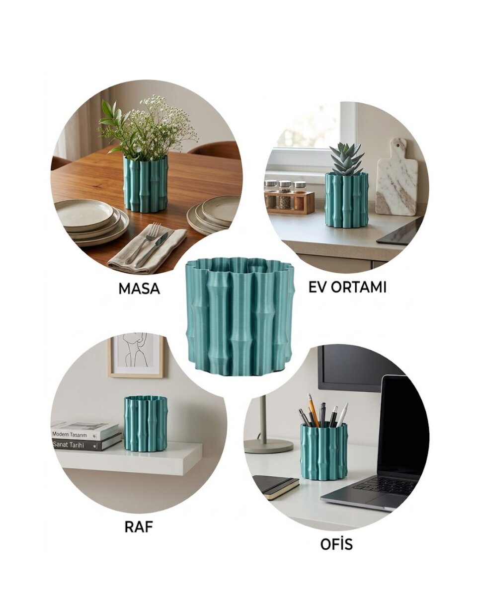 Modern Parlak Yeşil Vazo Dekoratif Şık Tasarım Salon Ofis Kullanım Modern Parlak Yeşil Vazo Dekoratif Şık Tasarım Salon Ofis Kullanım