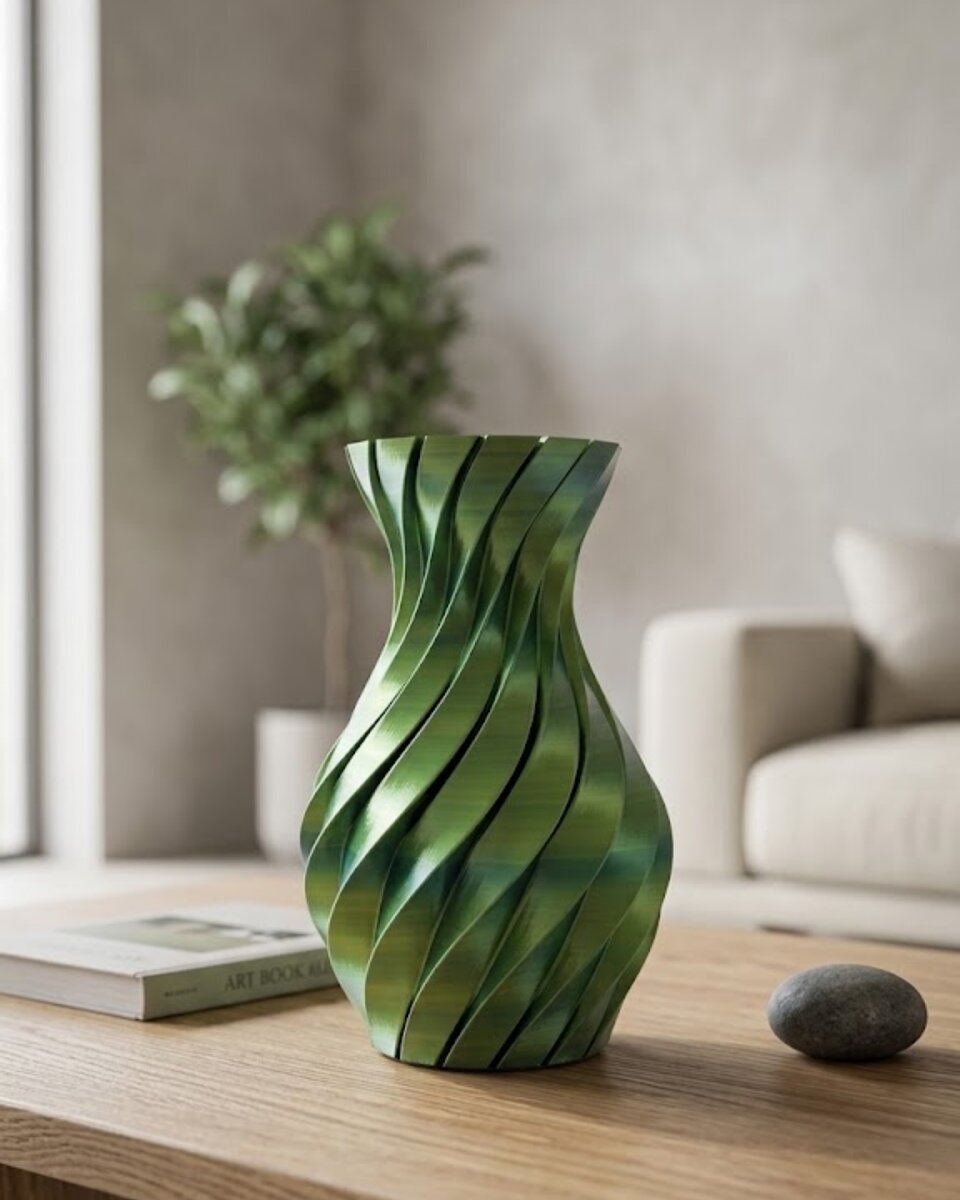 3D Spiral Yeşil Vazo Modern Tasarım Dekoratif Ev Aksesuarı 3D Spiral Yeşil Vazo Modern Tasarım Dekoratif Ev Aksesuarı