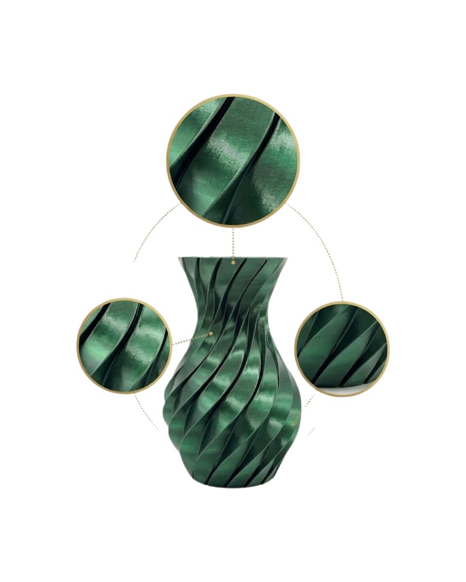 Parlak Yeşil Spiral 3D Baskı Vazo Şık Modern Dekoratif Obje Parlak Yeşil Spiral 3D Baskı Vazo Şık Modern Dekoratif Obje