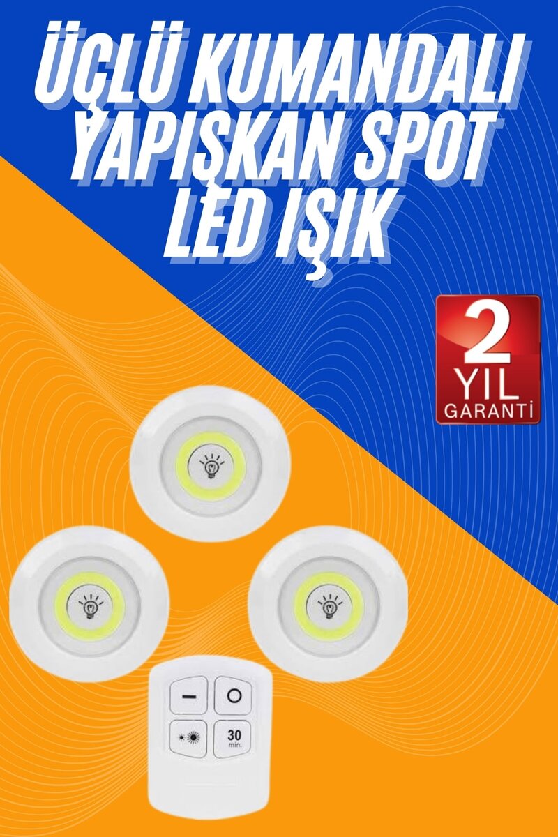 Dolap Işığı Mutfak Rafı Işığı Uzaktan Kumandalı 3 Lü Spot Led Lamba Dolap Işığı Mutfak Rafı Işığı Uzaktan Kumandalı 3 Lü Spot Led Lamba