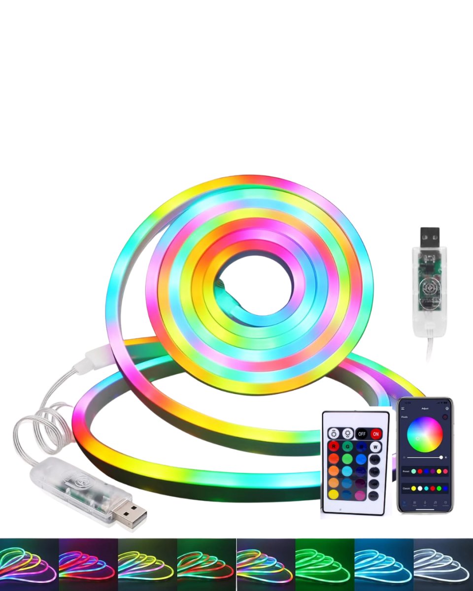 Akıllı RGB LED Neon Şerit Işık 3M USB Bağlantılı Uzaktan Kumanda ve Mobil Uygulama Kontrolü Akıllı RGB LED Neon Şerit Işık 3M USB Bağlantılı Uzaktan Kumanda ve Mobil Uygulama Kontrolü