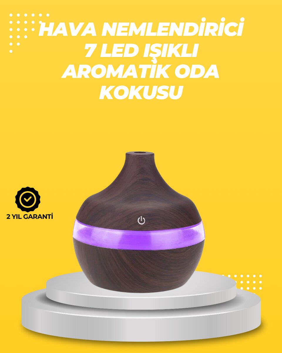 7 Renk LED Işıklı Ultrasonik Aroma Difüzör 300 ml 7 Renk LED Işıklı Ultrasonik Aroma Difüzör 300 ml