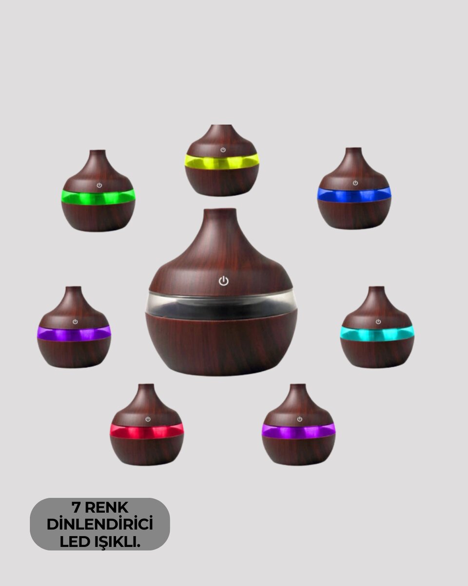 Aromaterapi Uyumlu 300 ml LED Işıklı Oda Kokusu Difüzörü Aromaterapi Uyumlu 300 ml LED Işıklı Oda Kokusu Difüzörü