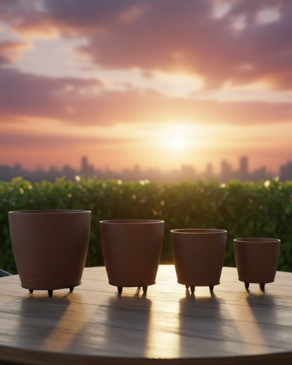 4’lü 3D Kahverengi Ayaklı Dekoratif Saksı Takımı Modern Tasarım 4’lü 3D Kahverengi Ayaklı Dekoratif Saksı Takımı Modern Tasarım