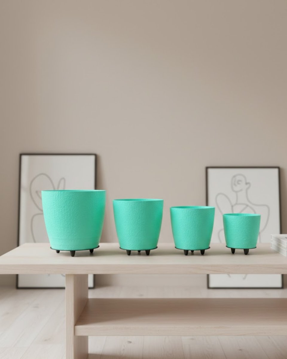 4’lü 3D Ayaklı Yeşil Saksı Seti Dekoratif Modern Tasarım 4’lü 3D Ayaklı Yeşil Saksı Seti Dekoratif Modern Tasarım