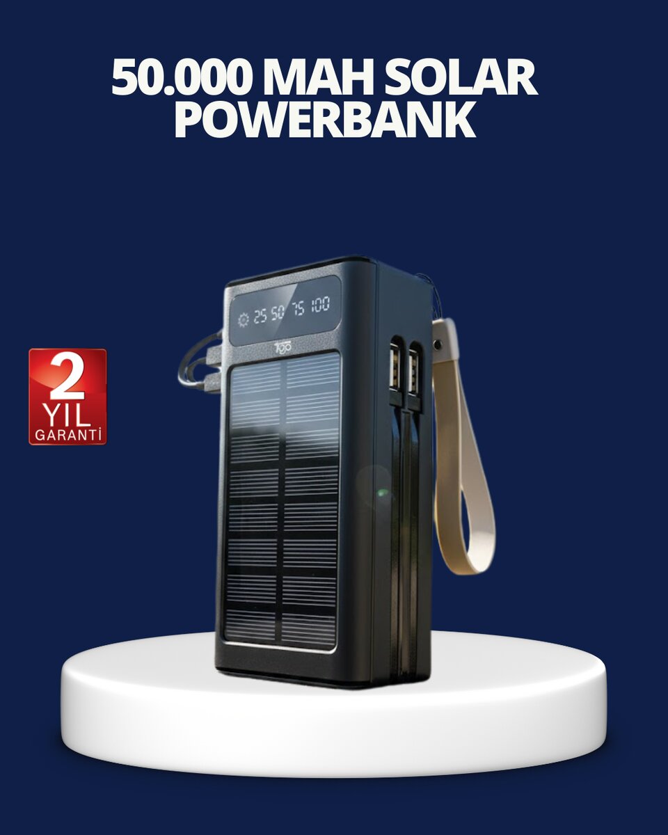 Güneş Panelli Powerbank LED Işıklı Taşınabilir Şarj Cihazı Güneş Panelli Powerbank LED Işıklı Taşınabilir Şarj Cihazı