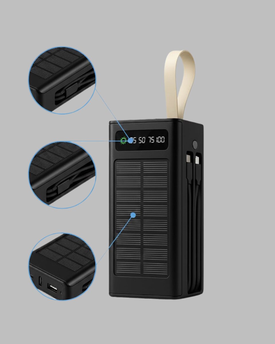 Kamp ve Outdoor Kullanıma Uygun Güneş Panelli Powerbank Kamp ve Outdoor Kullanıma Uygun Güneş Panelli Powerbank