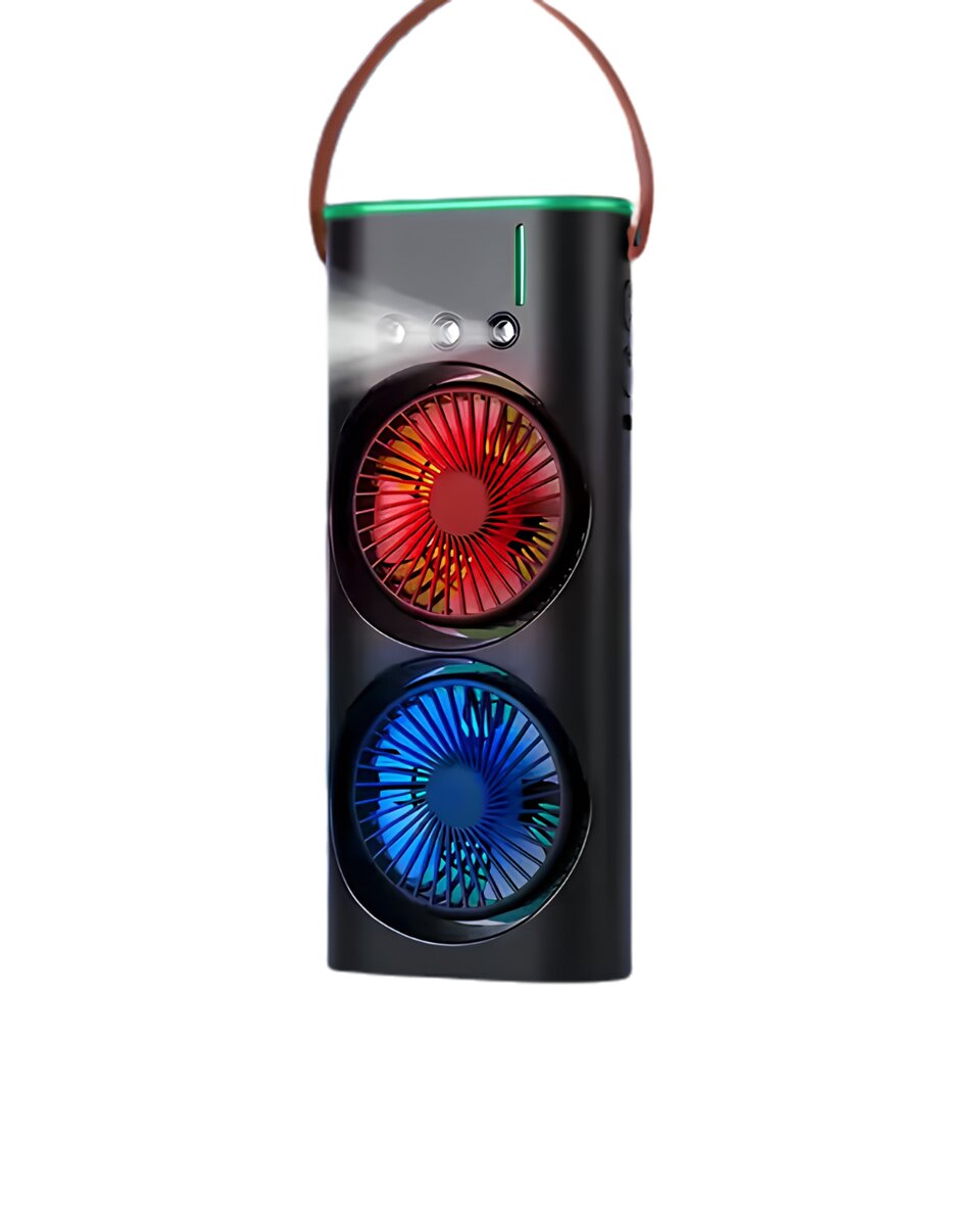 RGB Işıklı Spreyli Masa Fanı Çift Motorlu Güçlü Üflemeli Taşınabilir Fan RGB Işıklı Spreyli Masa Fanı Çift Motorlu Güçlü Üflemeli Taşınabilir Fan