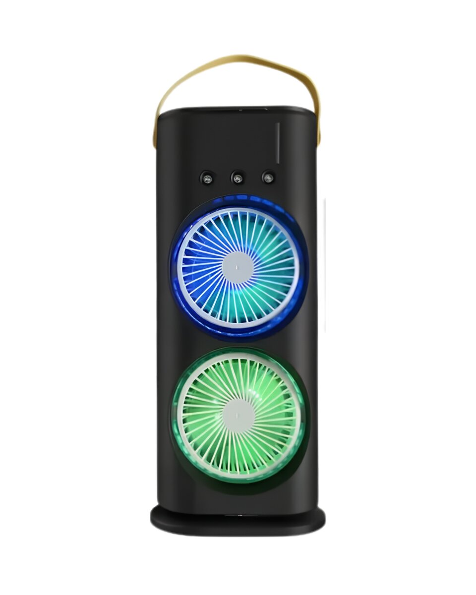 RGB Işıklı Spreyli Masa Fanı Çift Motorlu Güçlü Üflemeli Taşınabilir Fan RGB Işıklı Spreyli Masa Fanı Çift Motorlu Güçlü Üflemeli Taşınabilir Fan