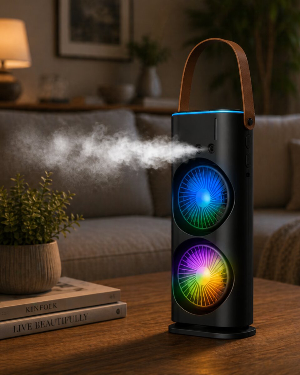 Çift Fanlı Nemlendiricili Masaüstü Soğutucu USB Girişli Sessiz Serinletici Çift Fanlı Nemlendiricili Masaüstü Soğutucu USB Girişli Sessiz Serinletici
