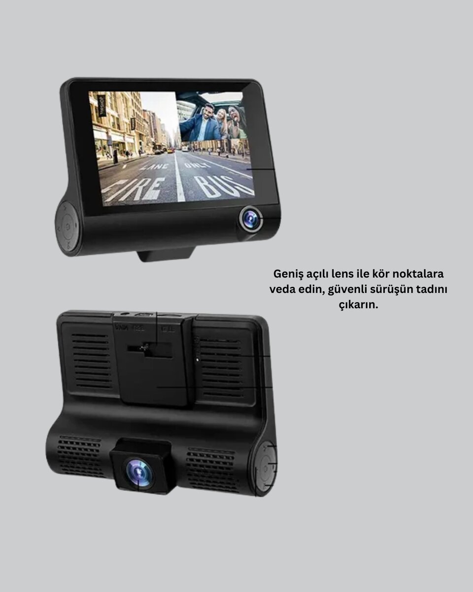 Çift ve Üçlü Lens Seçeneği ile Tüm Açılardan Kayıt Yapan Araç Kamerası Çift ve Üçlü Lens Seçeneği ile Tüm Açılardan Kayıt Yapan Araç Kamerası