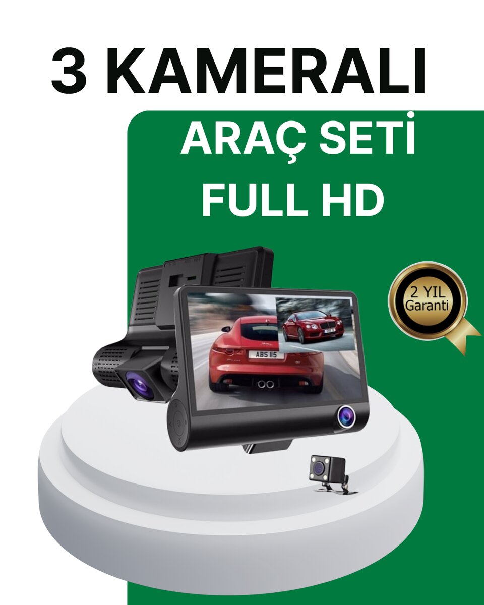 Gece Görüşü Destekli, 1080P Full HD Çözünürlüklü Araç İçi Kamera