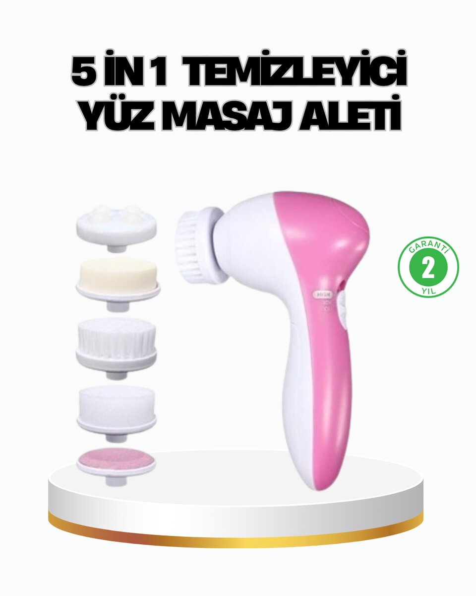 5’i 1 Arada Yüz Temizleme Cihazı – Masaj, Fırça, Peeling ve Krem Uygulama Aparatlı 5’i 1 Arada Yüz Temizleme Cihazı – Masaj, Fırça, Peeling ve Krem Uygulama Aparatlı