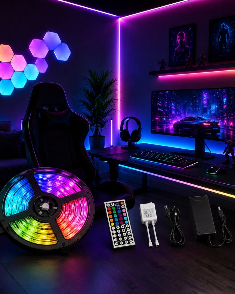 5 Metre RGB LED Şerit Kumandalı 5050 Renk Değiştiren LED Strip 5 Metre RGB LED Şerit Kumandalı 5050 Renk Değiştiren LED Strip
