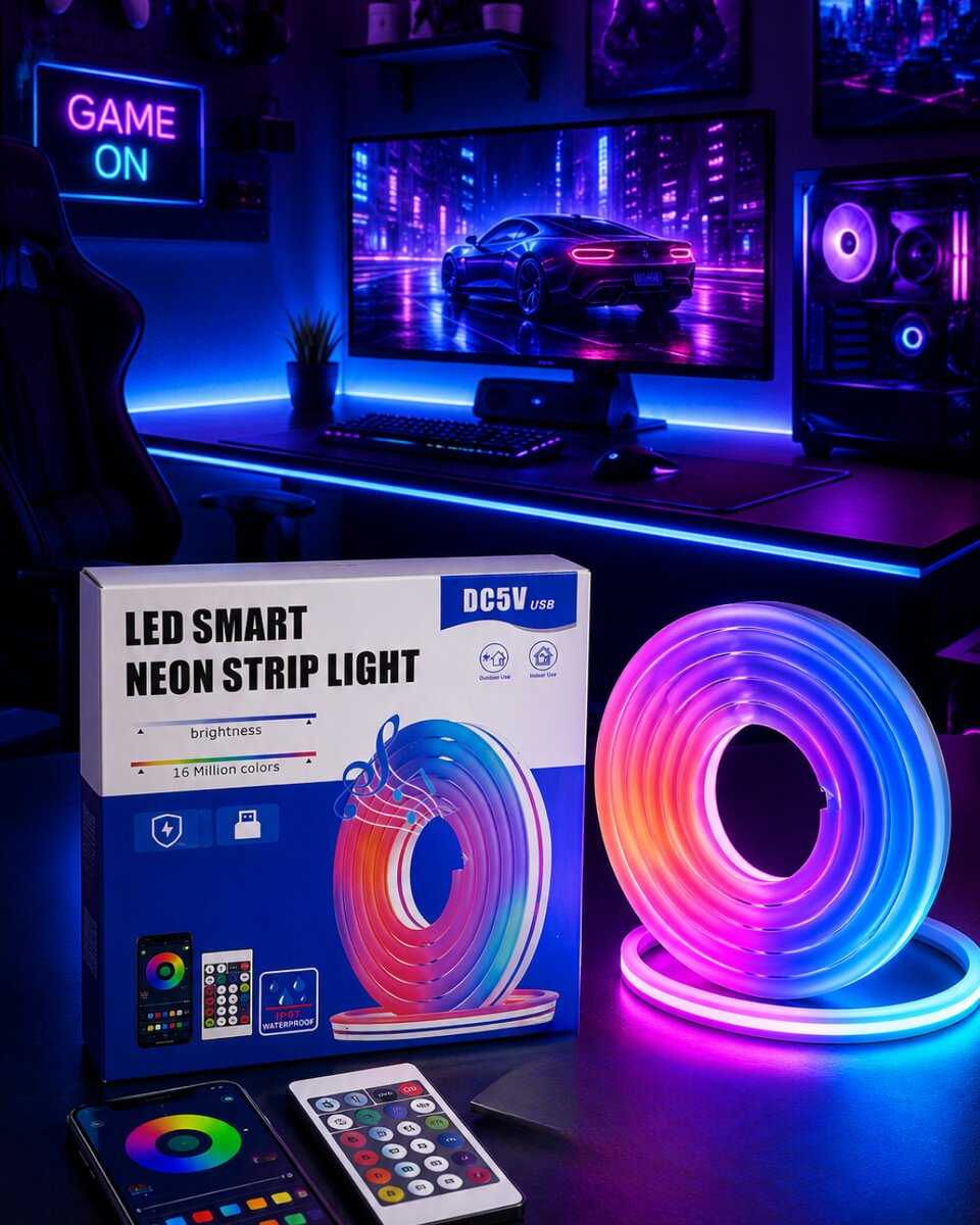 RGB Neon Led Şerit Işık Kumandalı USB Girişli Su Geçirmez Şerit Led RGB Neon Led Şerit Işık Kumandalı USB Girişli Su Geçirmez Şerit Led