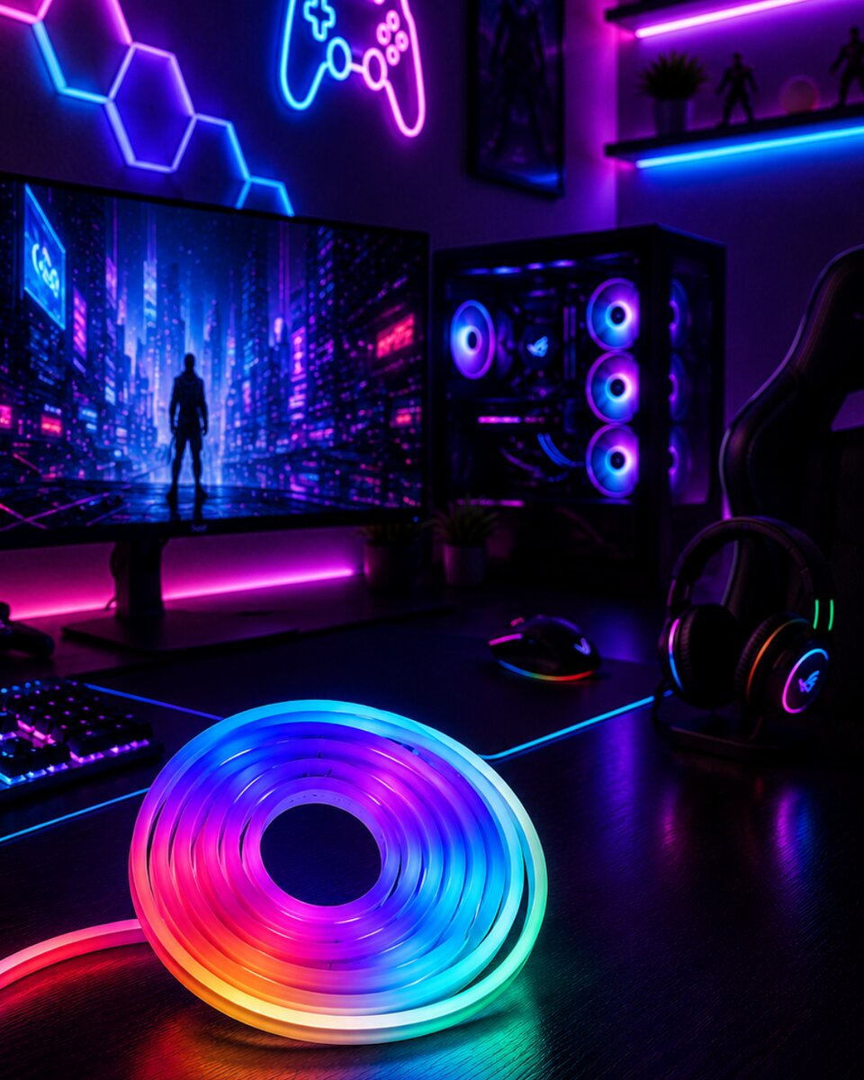 Kumandalı Su Geçirmez RGB Led Şerit Işık Müzik Senkronlu Neon Led Kumandalı Su Geçirmez RGB Led Şerit Işık Müzik Senkronlu Neon Led