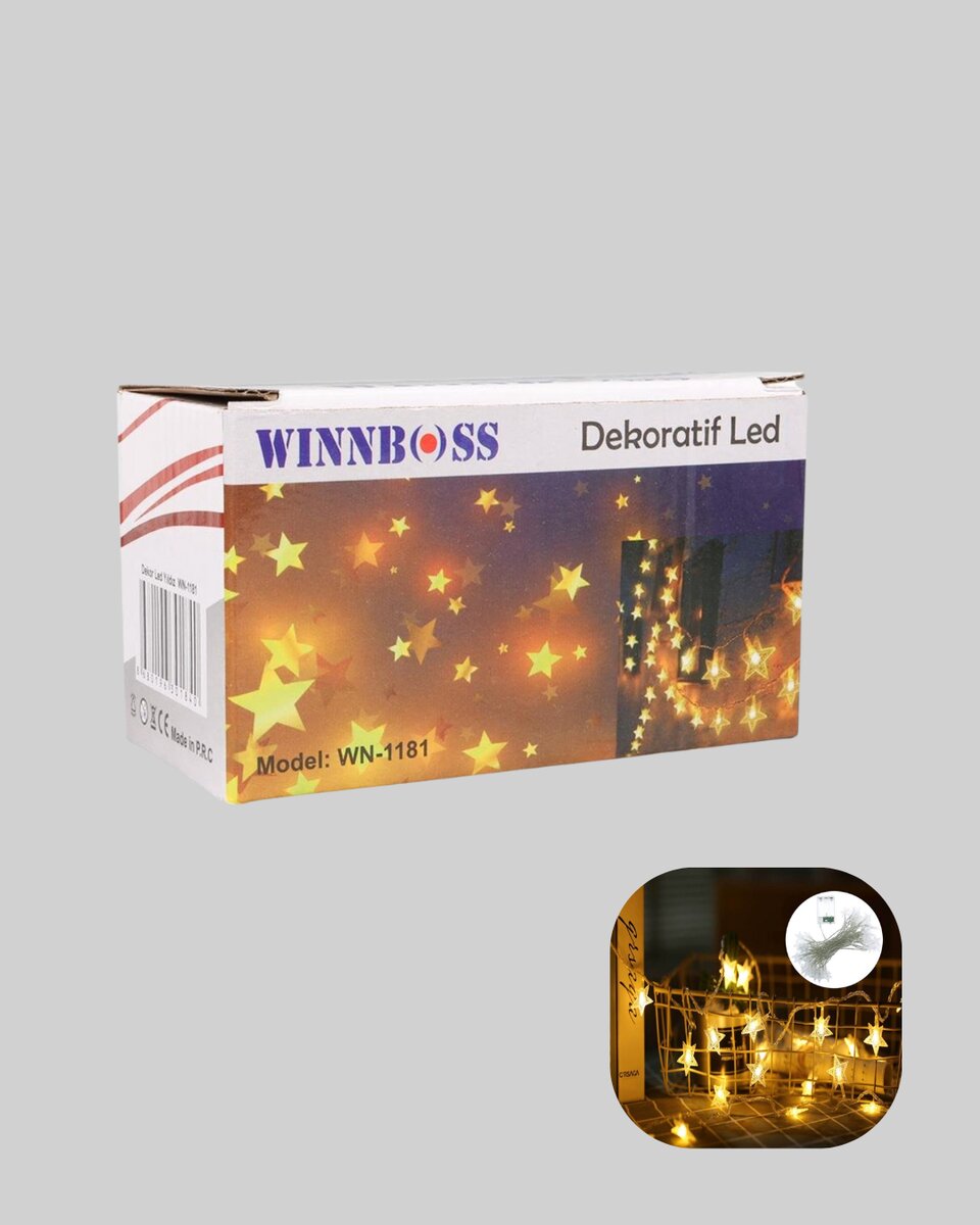 Dekoratif Yıldız Led Aydınlatma 20 Ledli 5 Metre Günışığı