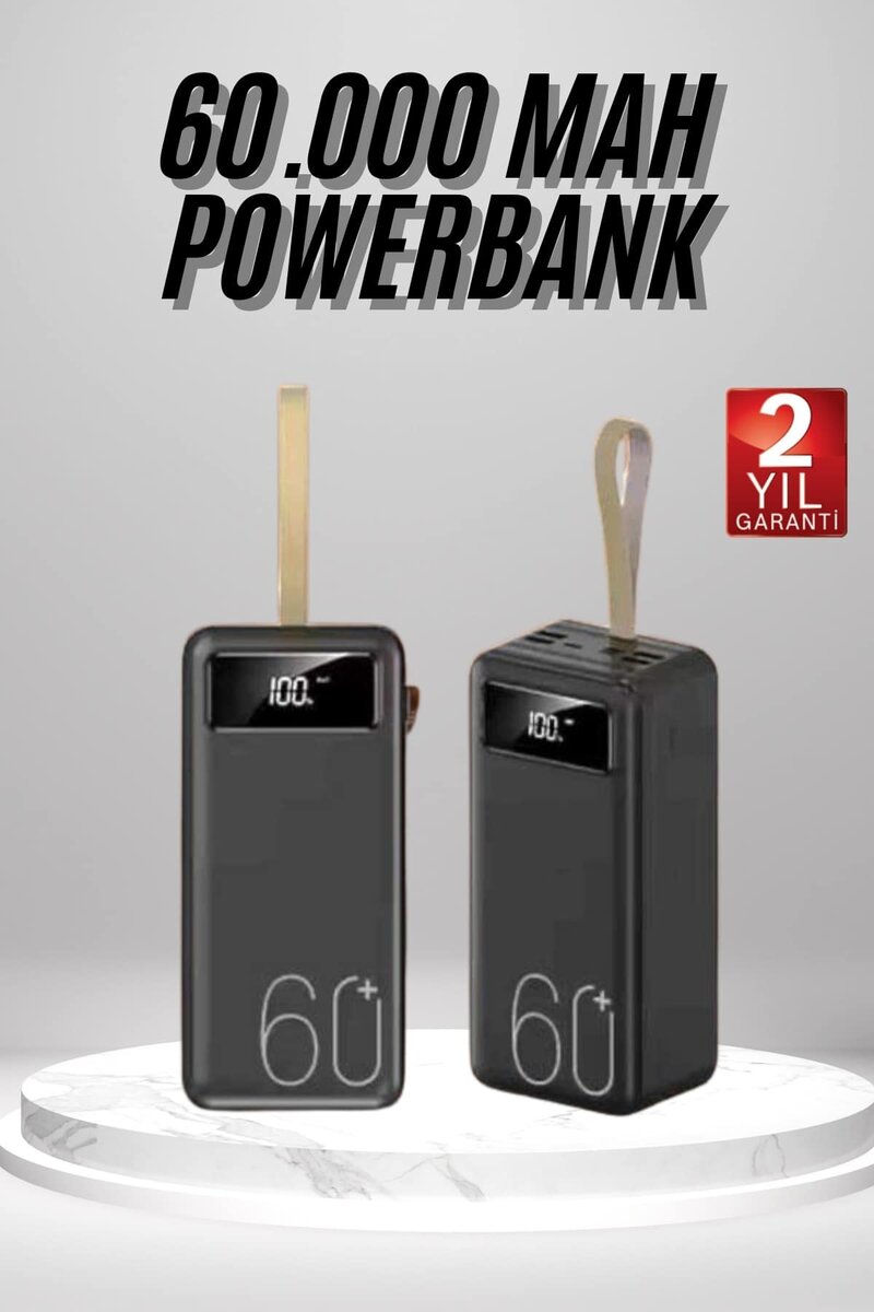 Powerbank 60.000 Mah Taşınabilir Şarj Hızlı El Fenerli Dijital Göstergeli Powerbank 60.000 Mah Taşınabilir Şarj Hızlı El Fenerli Dijital Göstergeli