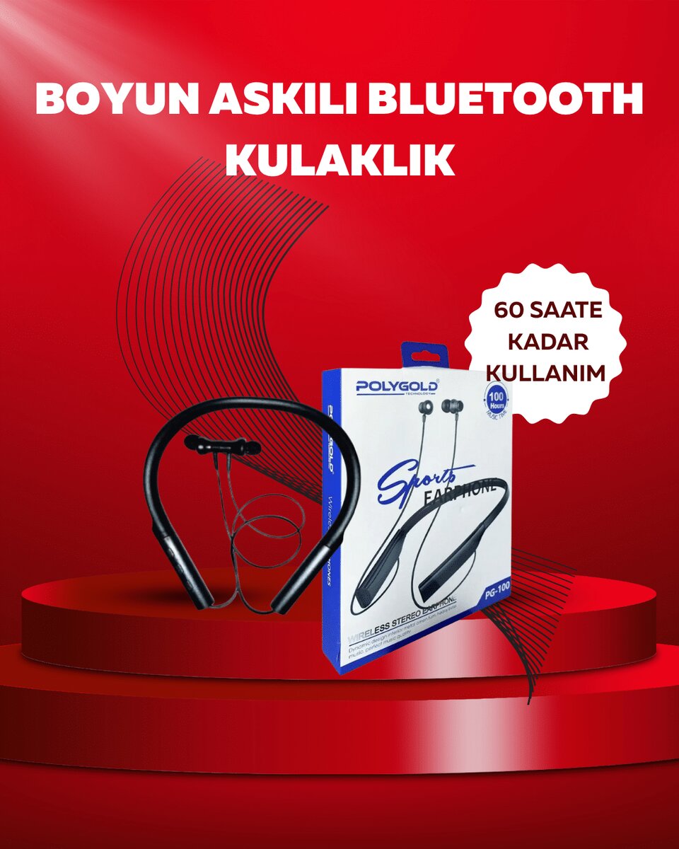 Polygold PG-100 Bluetooth 5.0 Boyun Bantlı Kulaklık – 50 Saat Konuşma Süresi, Type-C Şarj Polygold PG-100 Bluetooth 5.0 Boyun Bantlı Kulaklık – 50 Saat Konuşma Süresi, Type-C Şarj